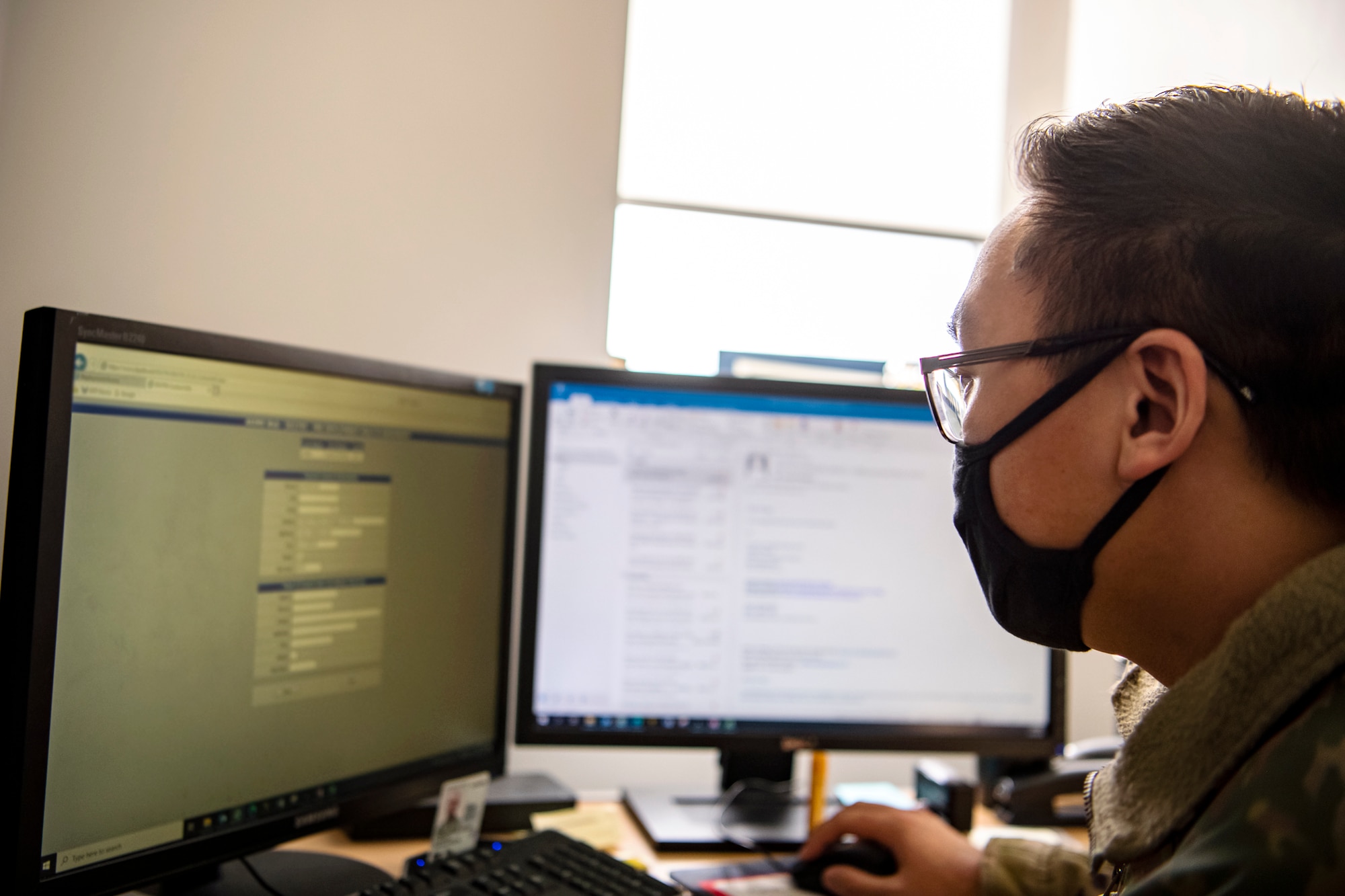 An Airman from the 423rd Security Forces Squadron, completes his pre-deployment out-processing at RAF Alconbury, England, Feb. 24, 2022. Several SFS members are preparing to deploy in support of a joint response to conduct operations focused on bolstering the posture of NATO’s eastern flank. (U.S. Air Force photo by Senior Airman Eugene Oliver)