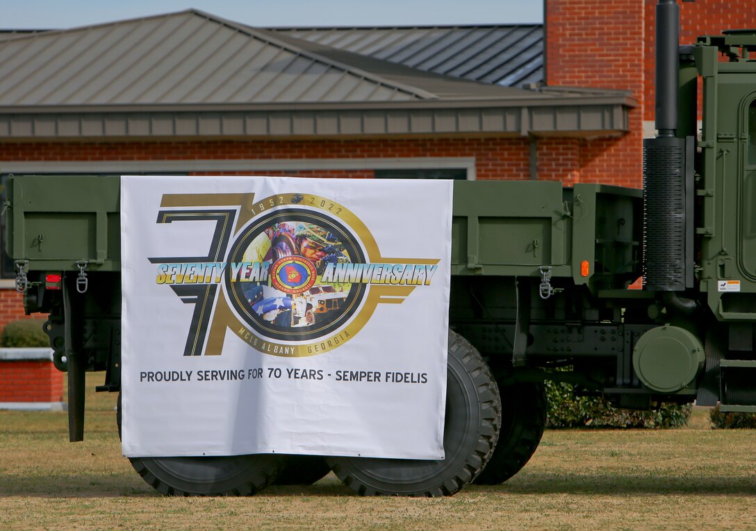 Marine Corps Logistics Base Albany marked its 70th anniversary with a ceremony on the base, March. 1. The anniversary marks a milestone in the base’s history signifying seven decades of partnership and dedication to serving the warfighter and the communities in southwest Georgia in which they live. The installation was established as the Marine Corps Depot of Supplies on March 1, 1952. (U.S. Marine Corps photos by Jennifer Parks)