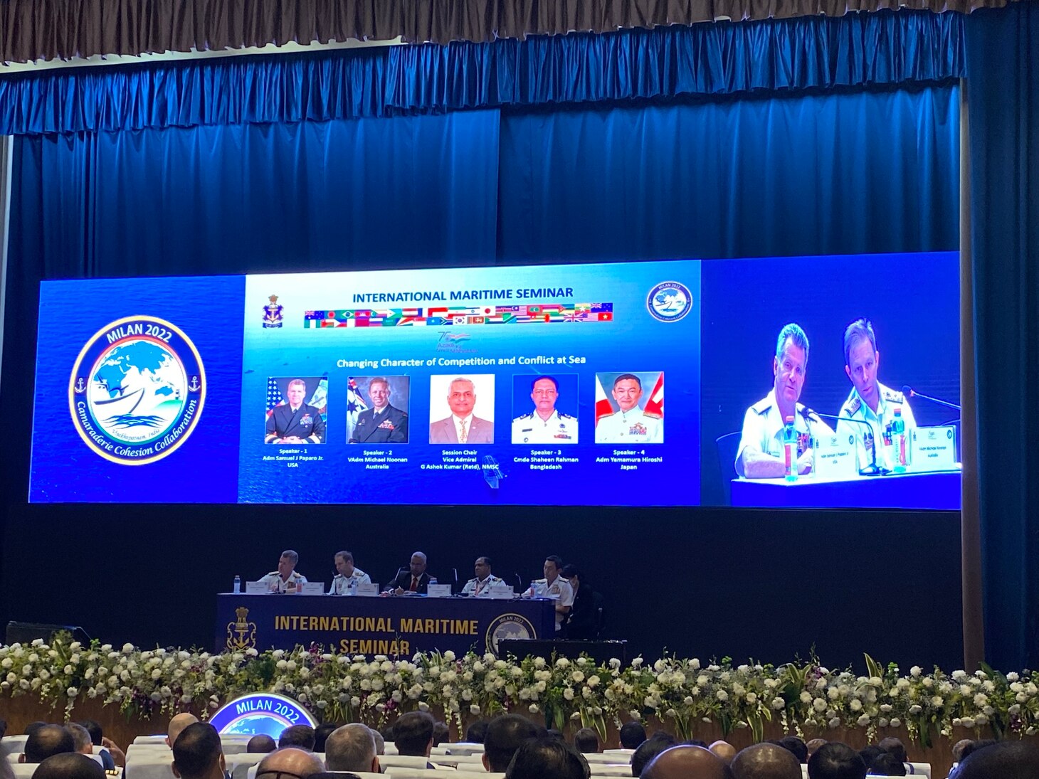 Adm. Samuel Paparo, commander, U.S. Pacific Fleet, speaks on the “Changing Character of Competition and Conflict at Sea” panel at Milan 2022.