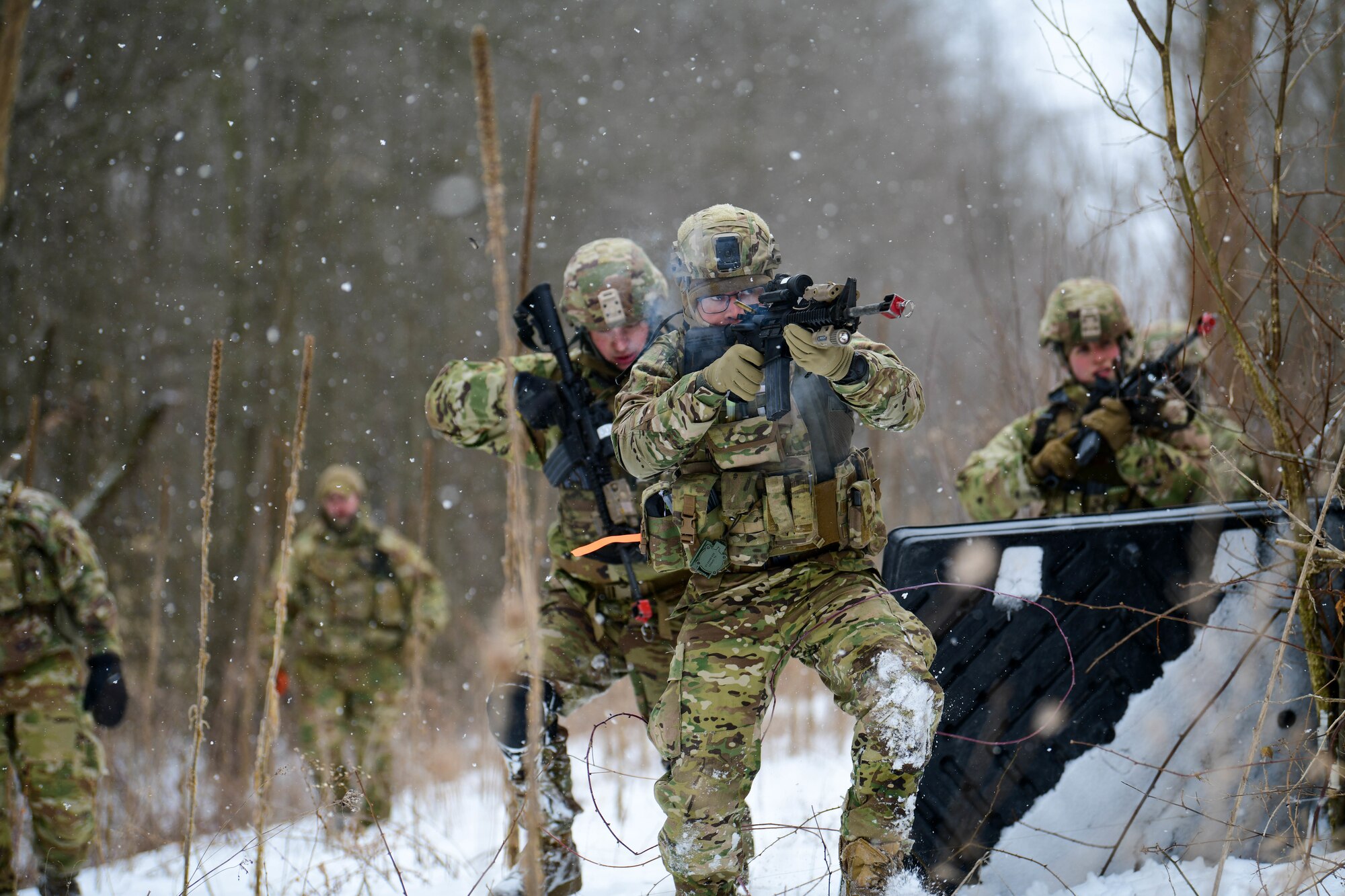 Members of the 926th Security Forces Squadron, based at Nellis Air Force Base, Nevada, completed the Integrated Defense Leadership Course in February 2022. The course is based at Youngstown Air Reserve Station, Ohio, and makes use of Camp James A. Garfield Joint Military Training Center, Ohio.