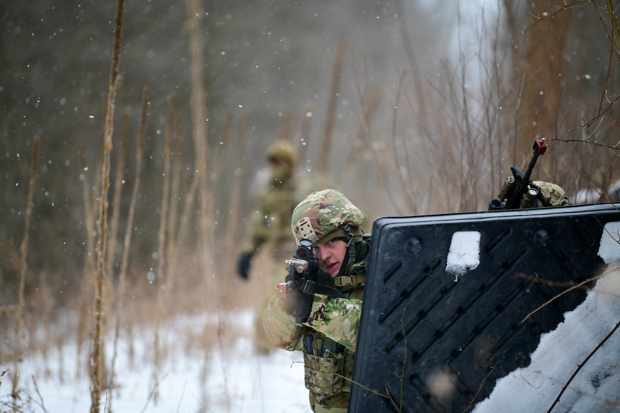 Members of the 926th Security Forces Squadron, based at Nellis Air Force Base, Nevada, completed the Integrated Defense Leadership Course in February 2022. The course is based at Youngstown Air Reserve Station, Ohio, and makes use of Camp James A. Garfield Joint Military Training Center, Ohio.