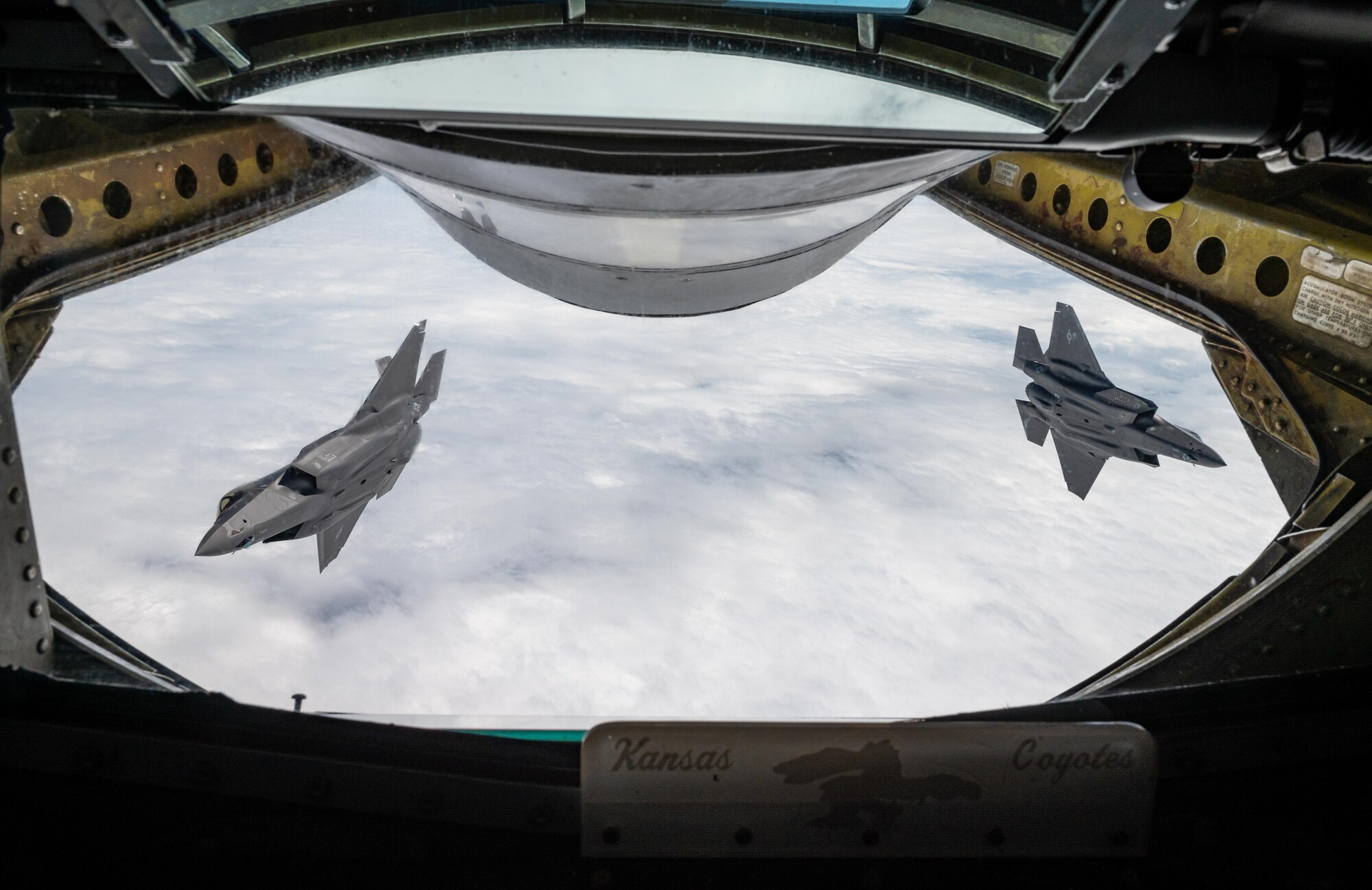Two F-35 departing from a KC-135