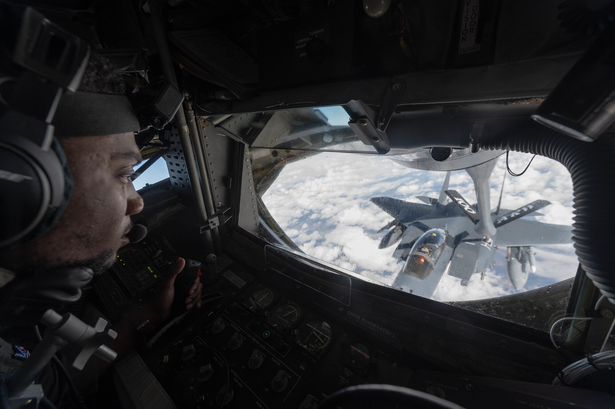 man stares at refueling