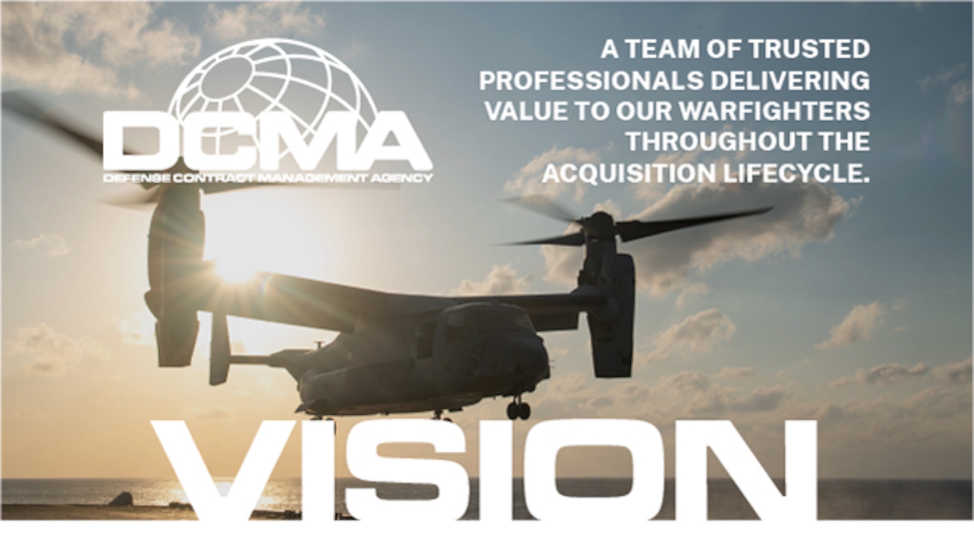 Graphic of Osprey aircraft with text saying vision