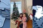 A man and children in front of a Christmas tree.