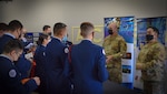 Capt. Robert Compton and Master Sgt. Cornelio Flores III, talk with students about the 16th Air Force (Air Forces Cyber) and their role in protecting national security during the 2022 San Antonio Mayor’s Cyber Cup and College Fair