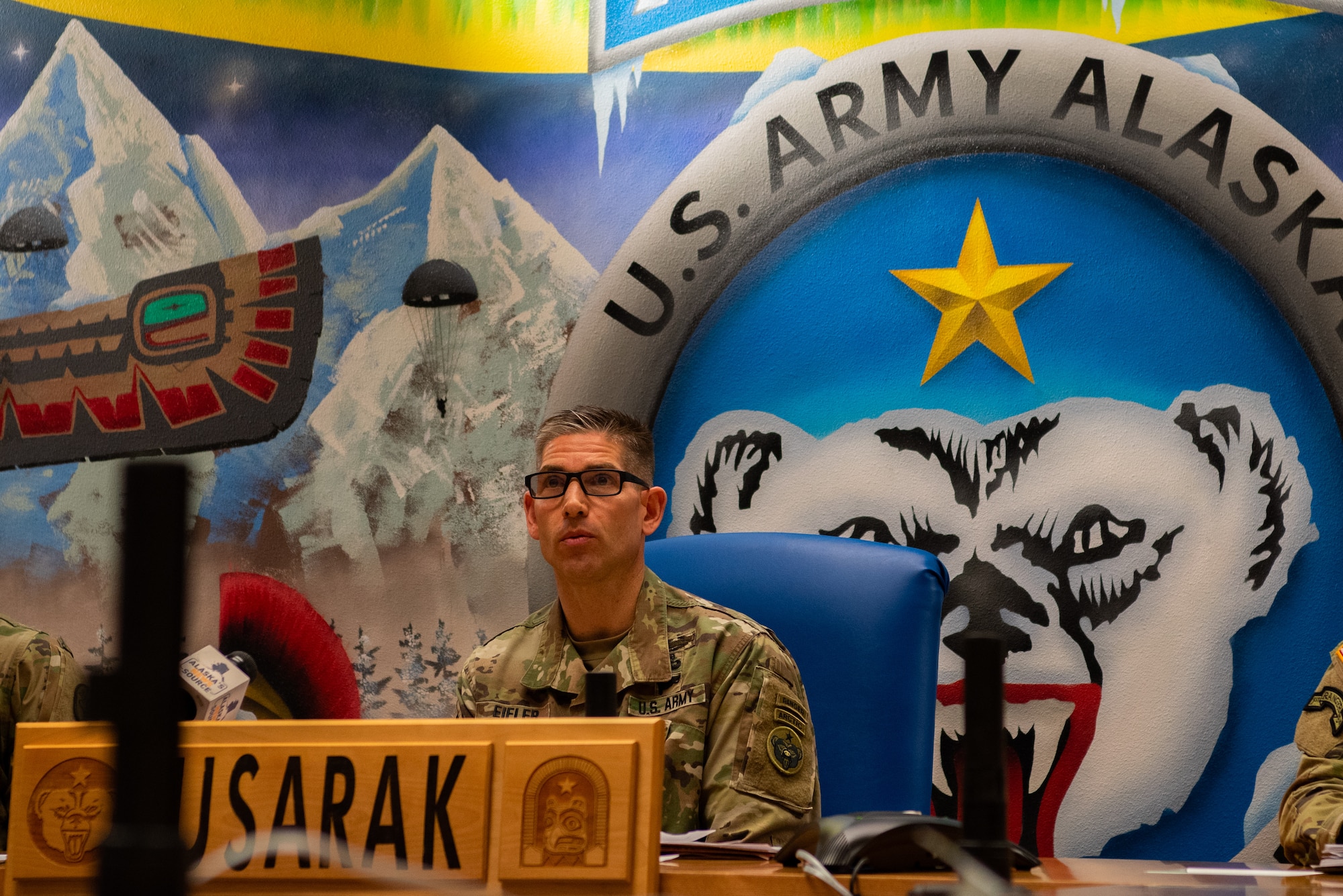 U.S. Army Maj. Gen. Bryan Eifler, the U.S. Army Alaska commanding general, speaks about measures being taken by USARAK to combat suicide during a media roundtable at Joint Base Elmendorf-Richardson, Alaska, Feb. 25, 2022. The media roundtable provided an opportunity for USARAK leadership to address the rising suicide numbers for Soldiers and discuss measures being taken to support the troops.