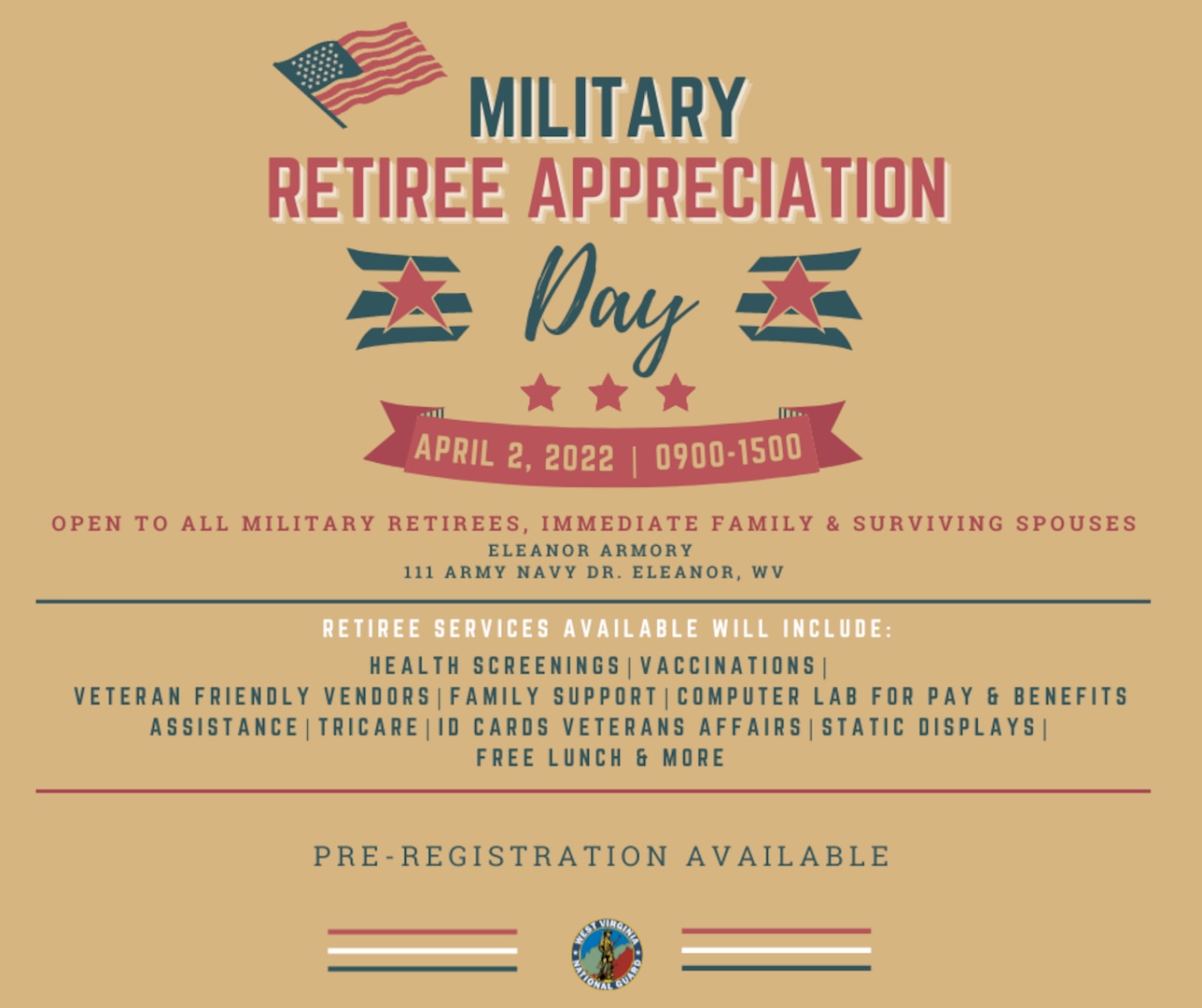 Graphic depicting the 2022 Retiree Appreciation Day event. (U.S. Air National Guard illustration by Maj. Holli Nelson)