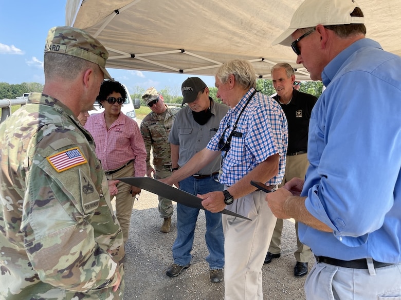 Mr. Kent Parrish, Senior Project Manager, briefs Acting Secretary for the Army of Civil Works Mr. Jaime Pinkham