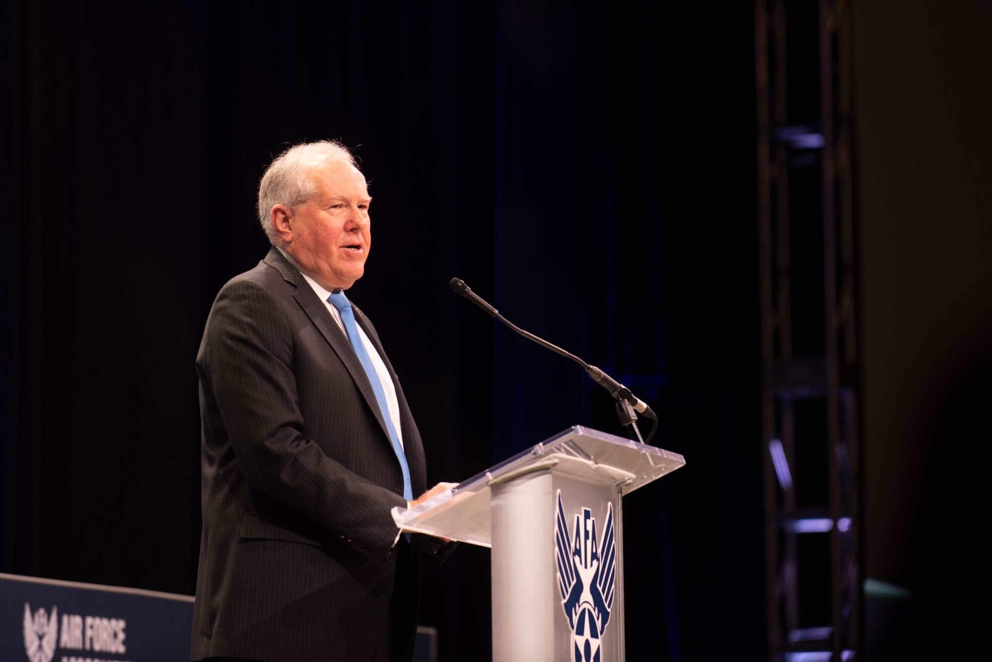 Secretary of the Air Force Frank Kendall, speaks at the Air Force Association Warfare Symposium Mar. 3, 2022. Kendal spoke about his one team one fight mantra and his operational imperatives during the symposium. (U.S. Air Force photo by Tech. Sgt. Armando A. Schwier-Morales)