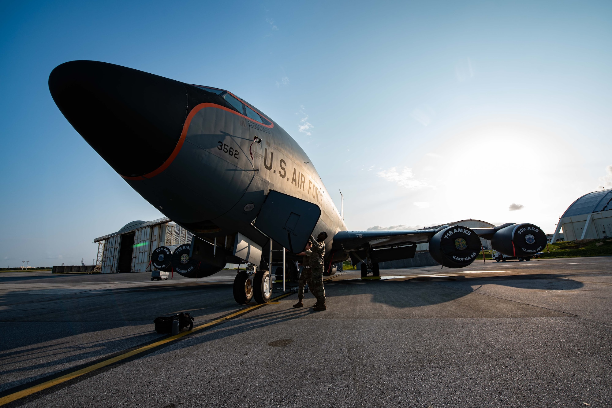 Airmen prepare to board an aircraft.