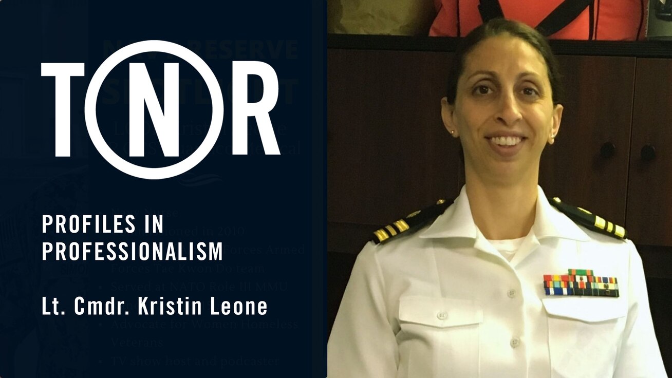 LCDR Kristin Leone, NC, USN, is a 12-year veteran of the Navy Reserve. In recent years she has become dedicated to the plight of women homeless veterans. Photograph is courtesy of LCDR Leone.