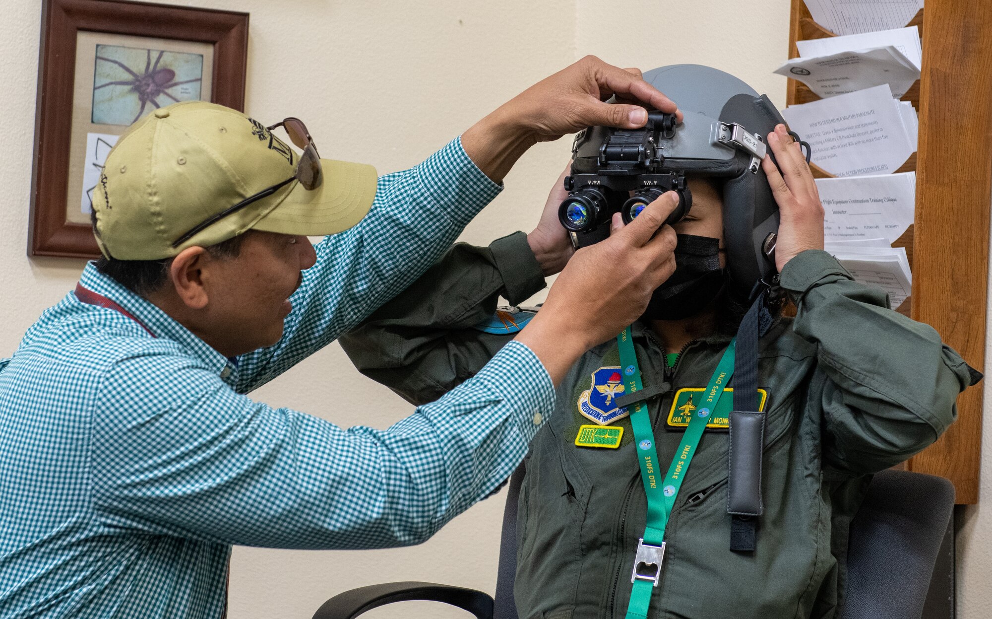 Ian “Monky Warrior” Brito, Pilot for a Day participant, and his family, were given a tour of the 56th Operation Support Group aircrew flight equipment to learn about their mission and how the Air Flight Equipment team supports and maintains pilot operations, as well as upholds pilot safety.