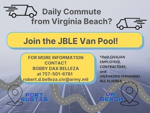 A graphic about the JBLE van pool.