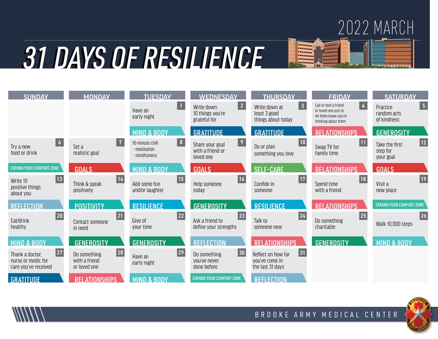 31 Days of Resilience calendar