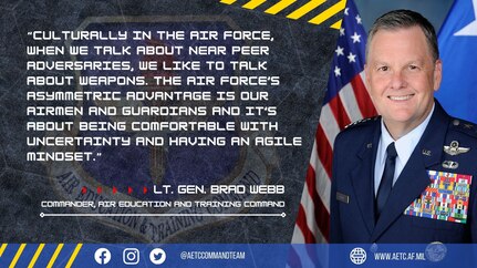 AETC, STARCOM commanders discuss training, readiness
U.S. Air Force Lt. Gen. Brad Webb, commander of Air Education and Training Command.