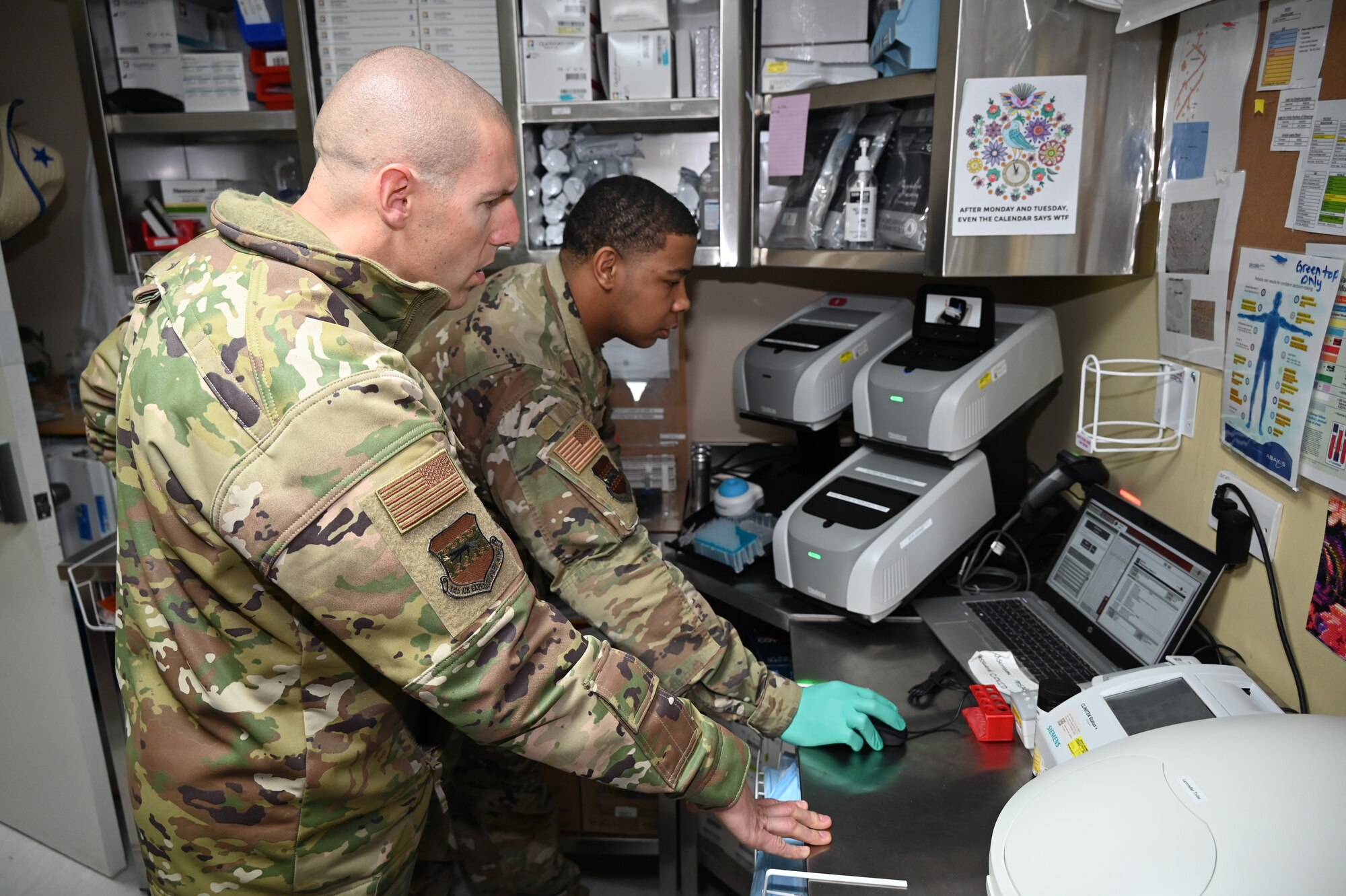 U.S. Air Force Chief Master Sgt. Sean M. Milligan, 332d Air Expeditionary Wing command chief, visited with 332d Expeditionary Medical Group Airmen to get hands-on experience and tour their facilities in Southwest Asia Feb. 26, 2022. 
Chief Milligan's immersion visits give him a better understanding of the unique skillsets every Airman brings to the 332d AEW Red Tail team.