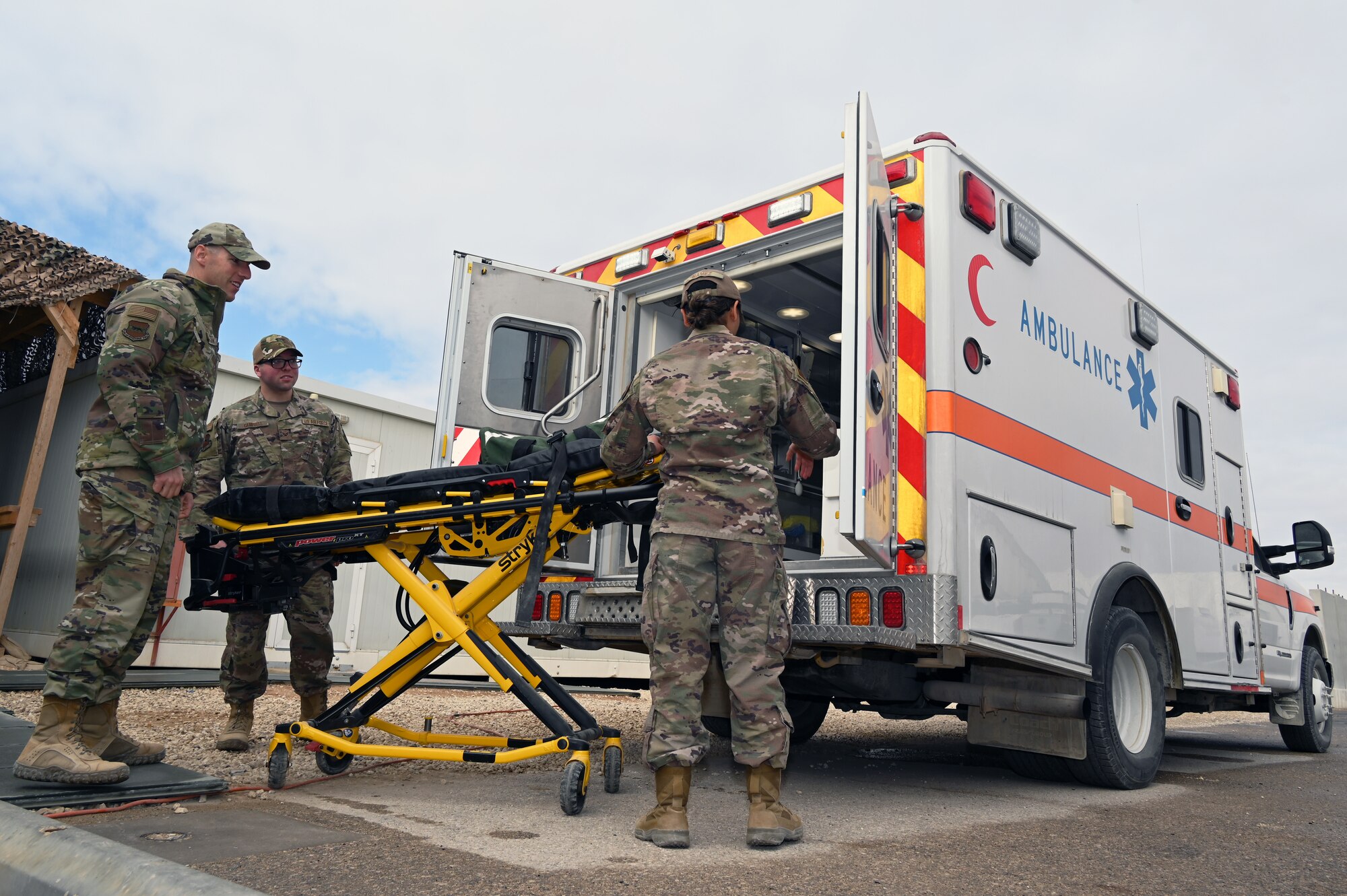 U.S. Air Force Chief Master Sgt. Sean M. Milligan, 332d Air Expeditionary Wing command chief, visited with 332d Expeditionary Medical Group Airmen to get hands-on experience and tour their facilities in Southwest Asia Feb. 26, 2022. 
Chief Milligan's immersion visits give him a better understanding of the unique skillsets every Airman brings to the 332d AEW Red Tail team.
