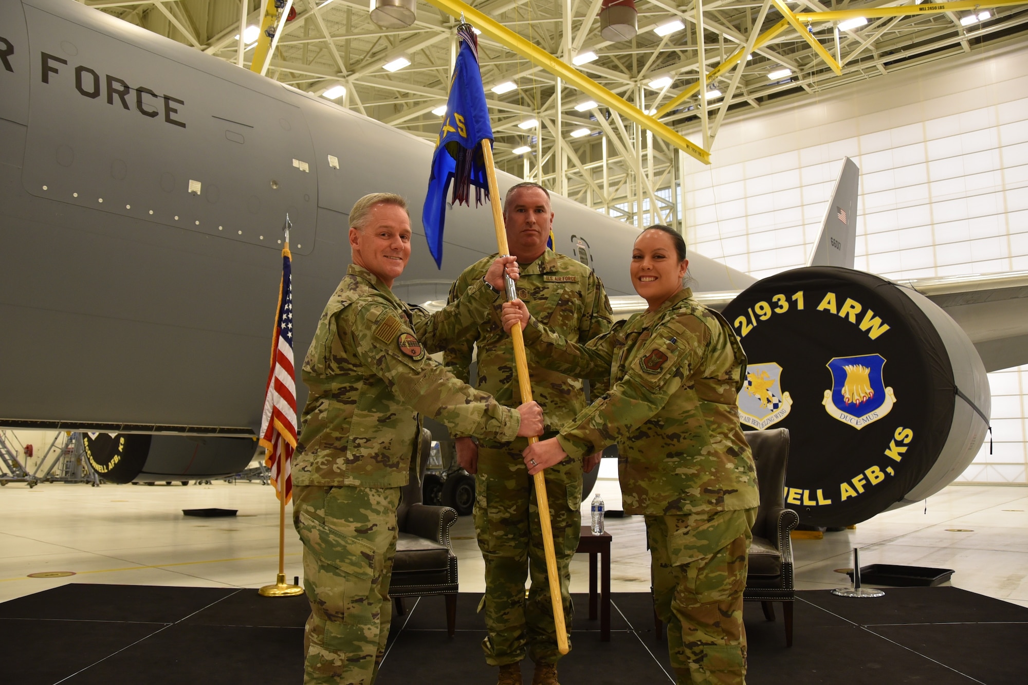 Maj. Kristine Corser accepts command of the 931st Aircraft Maintenance Squadron