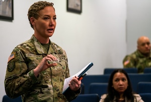 The second annual Women's Leadership Forum was held jointly at the Nevada Air National Guard Base and at the Las Vegas Readiness Center, March 4, 2022. The event allowed participants to listen to military and civilian women leaders discuss topics such as leadership, challenges, mentorship and career development. (U.S. Air National Guard photo by Senior Airman Michelle Brooks)