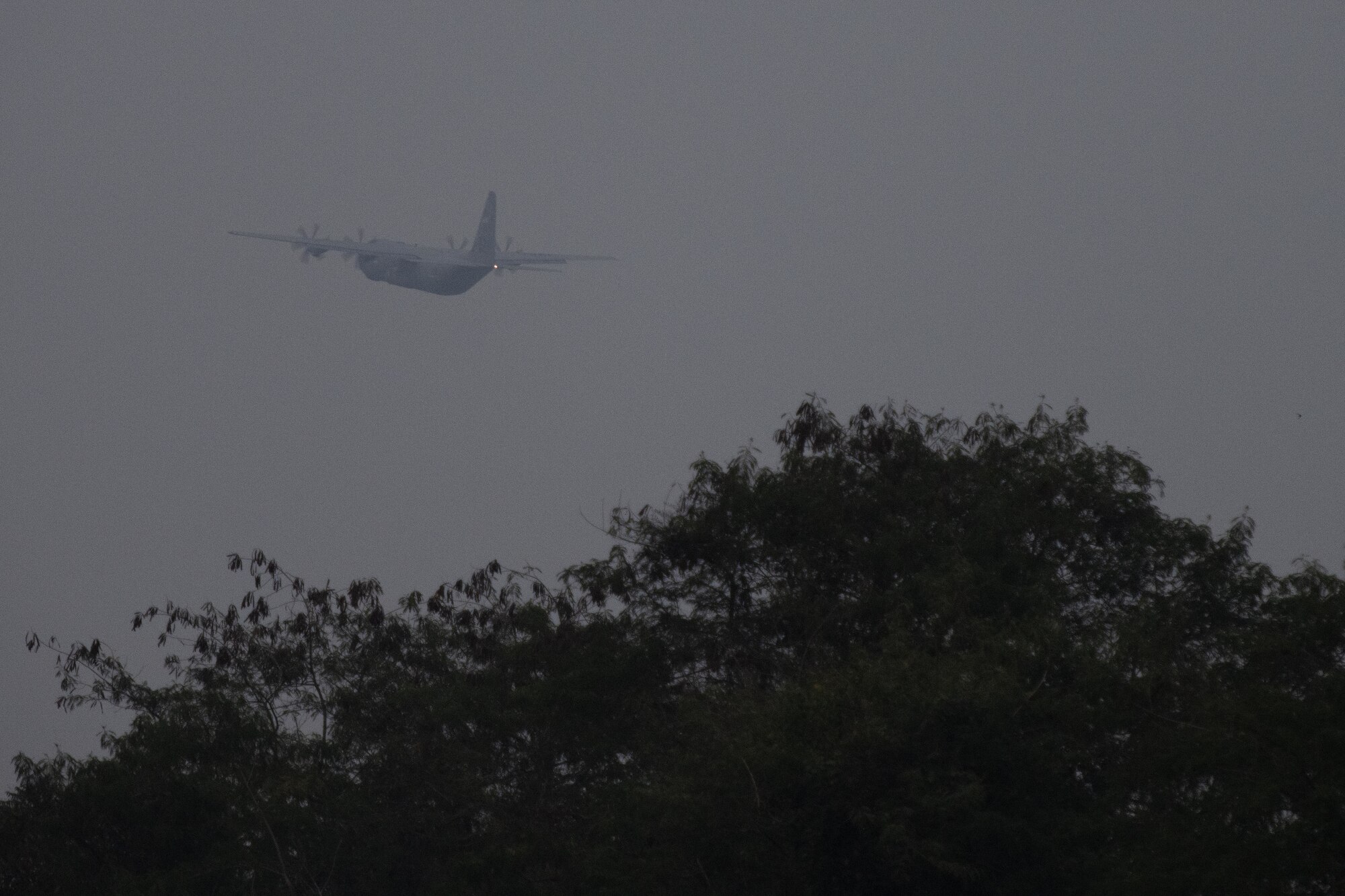 U.S. Air Force C-130J Super Hercules pilots, 36th Expeditionary Airlift Squadron, take-off from Bangladesh air force (BAF) Base Bangabandhu, as BAF C-130 pilots on board observe during a night sortie as part of Exercise Cope South 2022, Feb. 24, 2022, in Bangladesh. U.S. Air Force and BAF pilots exchanged techniques for flying in low light conditions as part of the exercise. Exercise Cope South tests the ability of more than 70 U.S. Air Force Airmen and approximately 300 BAF personnel to perform tactical airlift tasks together.