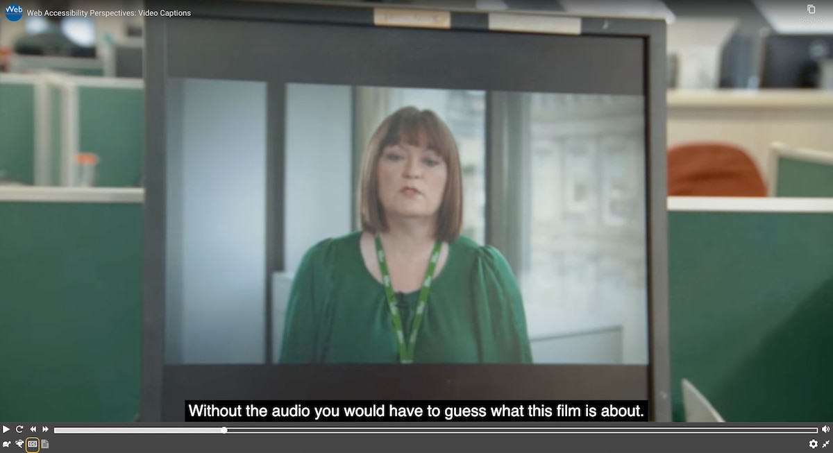 This screenshot is an example of how Web Accessibility Initiative (WAI) provides captions along with their videos.