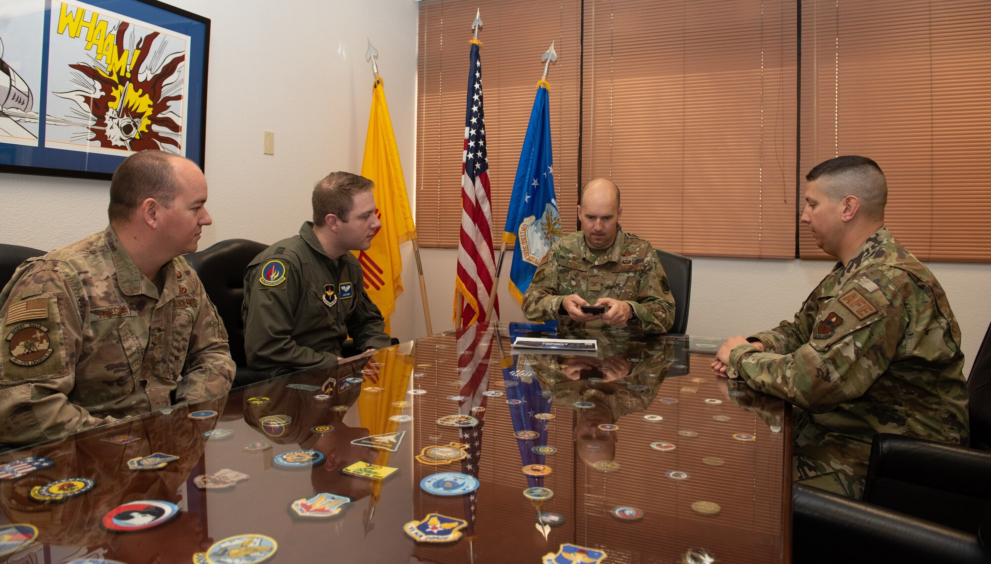 Col. Ryan Keeney meets with Air Force Assistance Fund representatives.