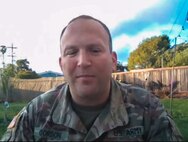 U.S. Army Reserve Staff Sgt. Christopher Gordon, a civil affairs Non-commissioned Officer with the 416th Civil Affairs Battalion (Airborne), poses for a photo during a video interview on March 5, 2022. Gordon was one of three people responsible for aiding the victims of a plane crash in Camp Pendleton on Thursday, Feb 24, 2022. (U.S. Army Reserve photo by Sgt. Liem Huynh)