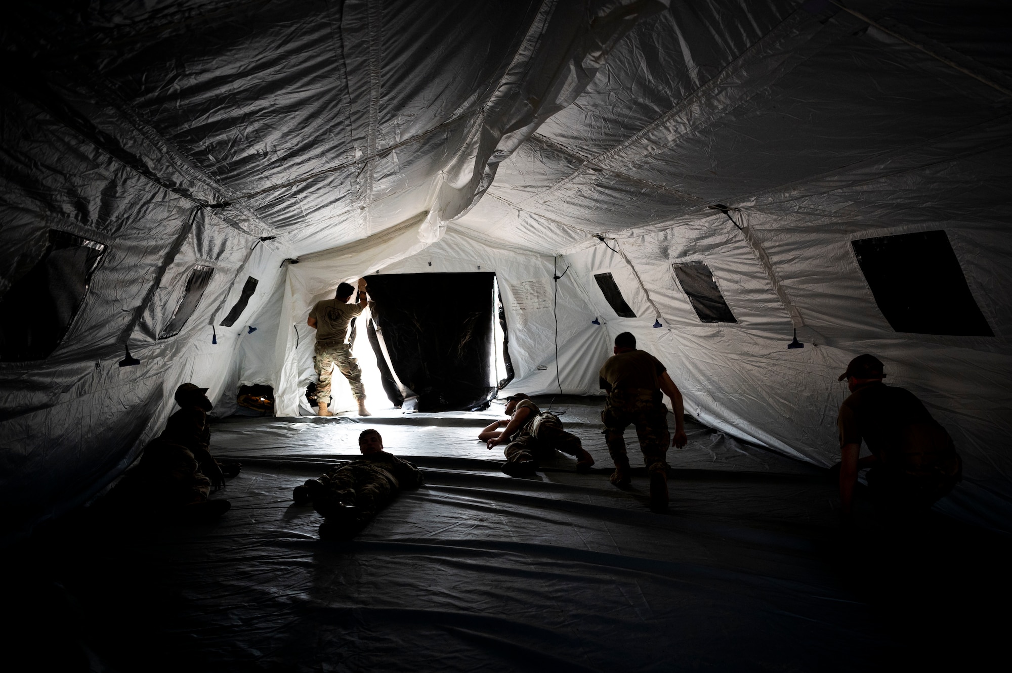 Mission Sustainment Team members take cover during a MST training March 3, 2022, at Hurlburt Field, Florida.