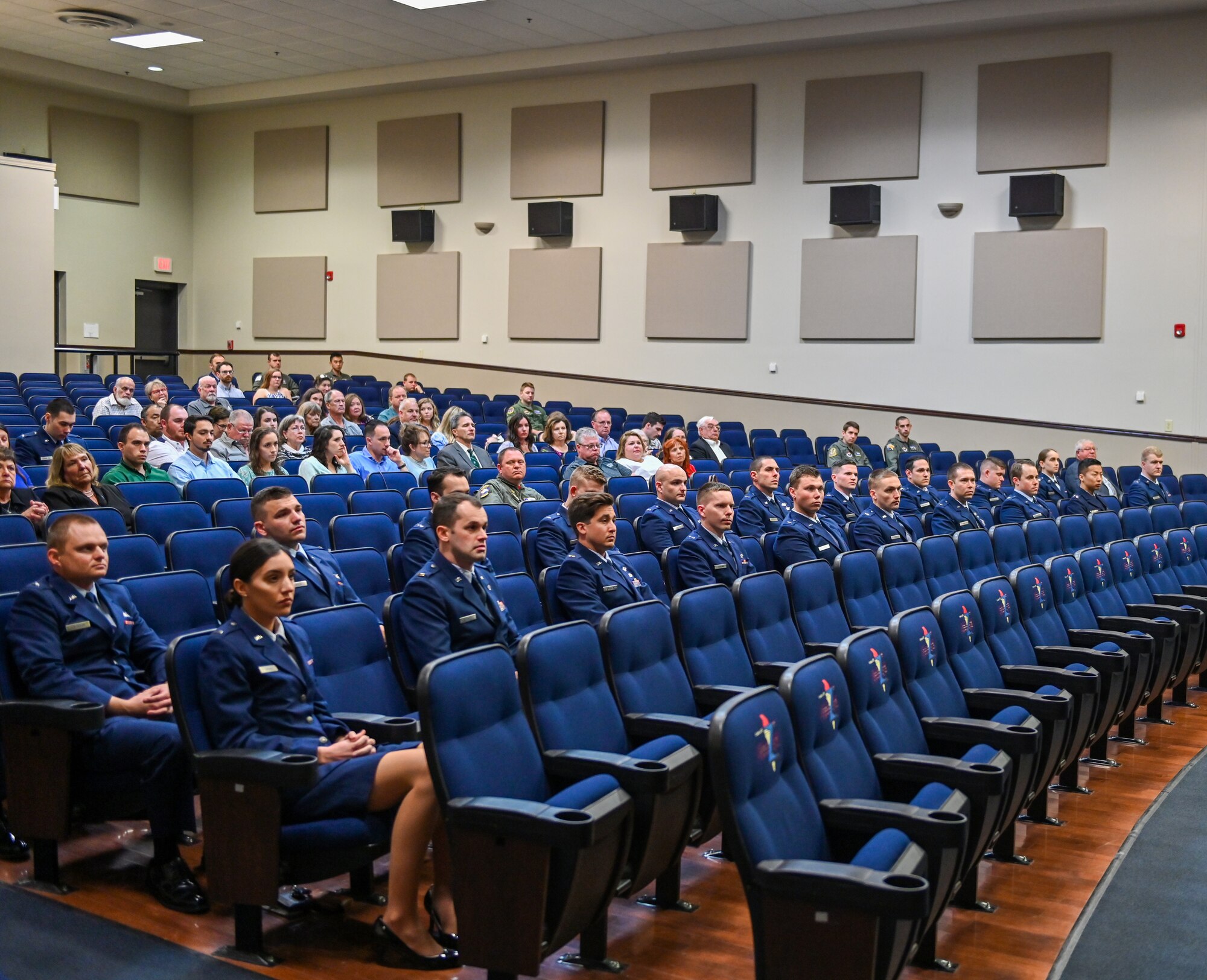 Specialized Undergraduate Pilot Training Class 22-06 sits at their graduation ceremony on March 4, 2022, at Columbus Air Force Base, Miss. The class graduated with 21 new, world-class pilots. (U.S. Air Force photo by Senior Airman Davis Donaldson)