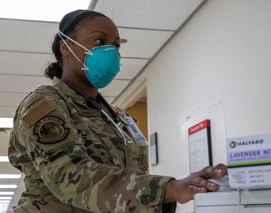 nurse at computer