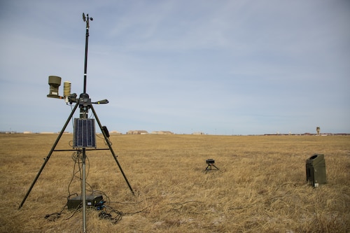 Portable weather station installed on airfield