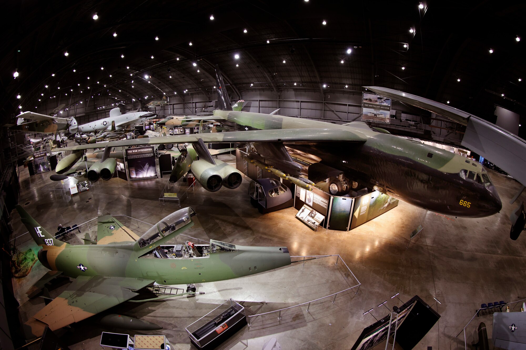 Boeing B-52D Stratofortress on display in the National Museum of the U.S. Air Force Southeast Asia War Gallery.