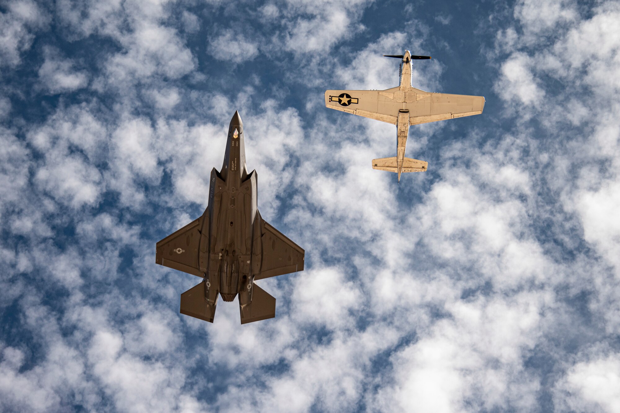 Two planes flying in formation.