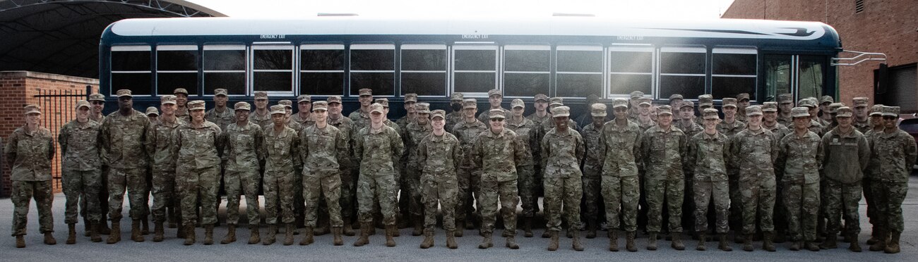 The 932nd Aeromedical Staging Squadron poses for a group photo outside the the 932nd ASTS building at Scott Air Force Base.  Consisting of over 100 personnel, the 932nd ASTS recently won honors as the 2021 AF Reserve Command Outstanding Reserve Medical Unit without a Physical Exam Package.
