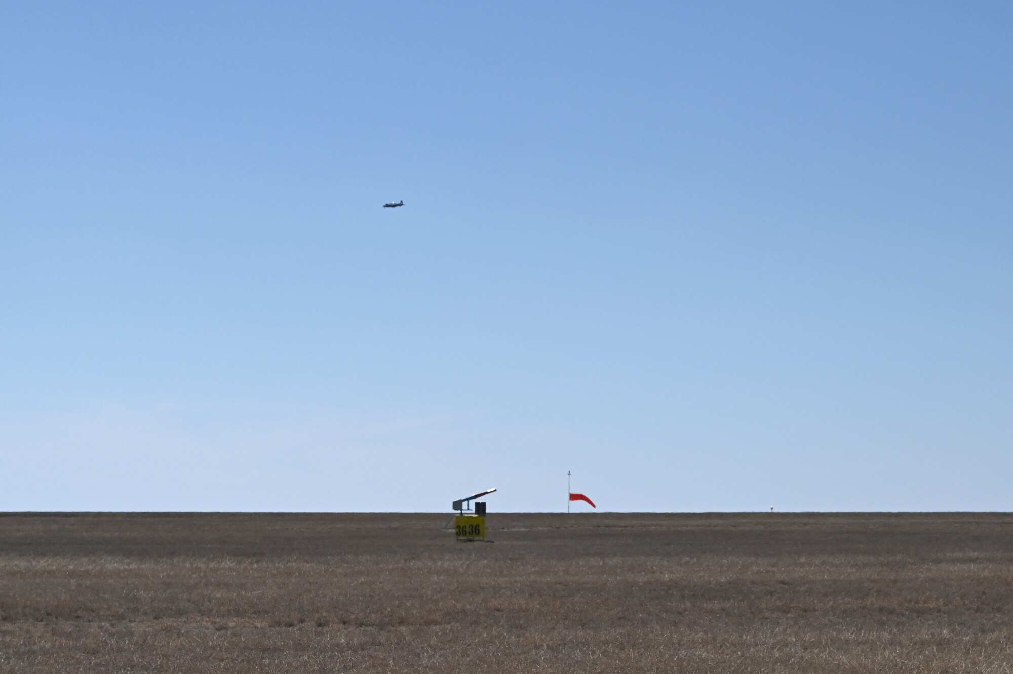 A propane air cannon sits out on the airfield at Laughlin Air Force Base, Texas, March 1, 2022.