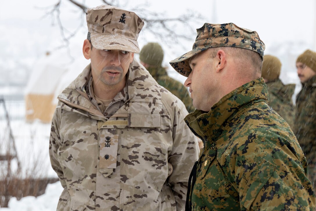 U.S. Marines with 2d Marine Expeditionary Brigade and other NATO members board the Italian Marine Militare ship, Garibaldi, in preparation for Exercise Cold Response 2022, Narvik, Norway, March 7, 2022. Exercise Cold Response '22 is a biennial Norwegian national readiness and defense exercise that takes place across Norway, with participation from each of its military services, as well as from 26 additional North Atlantic Treaty Organization allied nations and regional partners. (U.S. Marine Corps Photo by Staff Sgt. Shawn Coover)