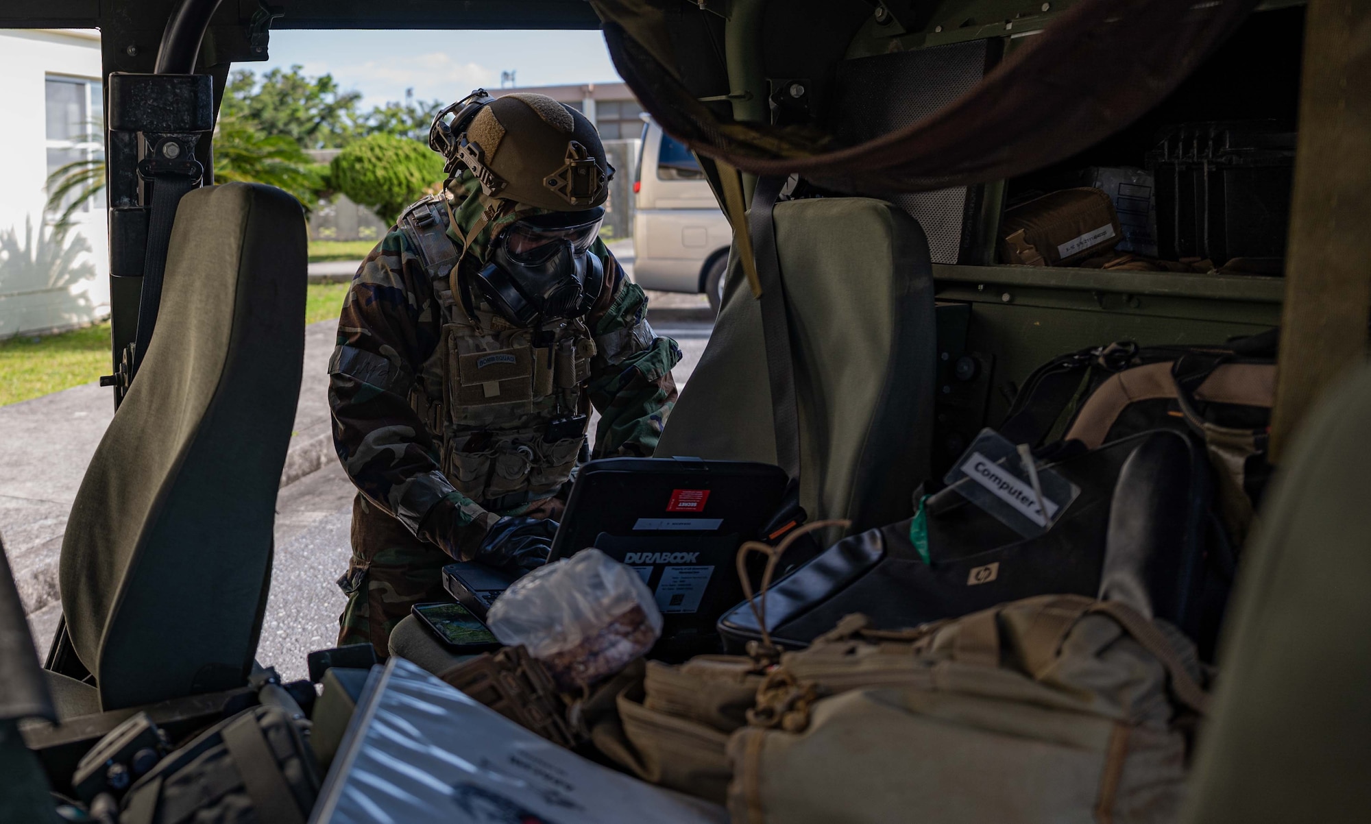 Airmen reviews information.