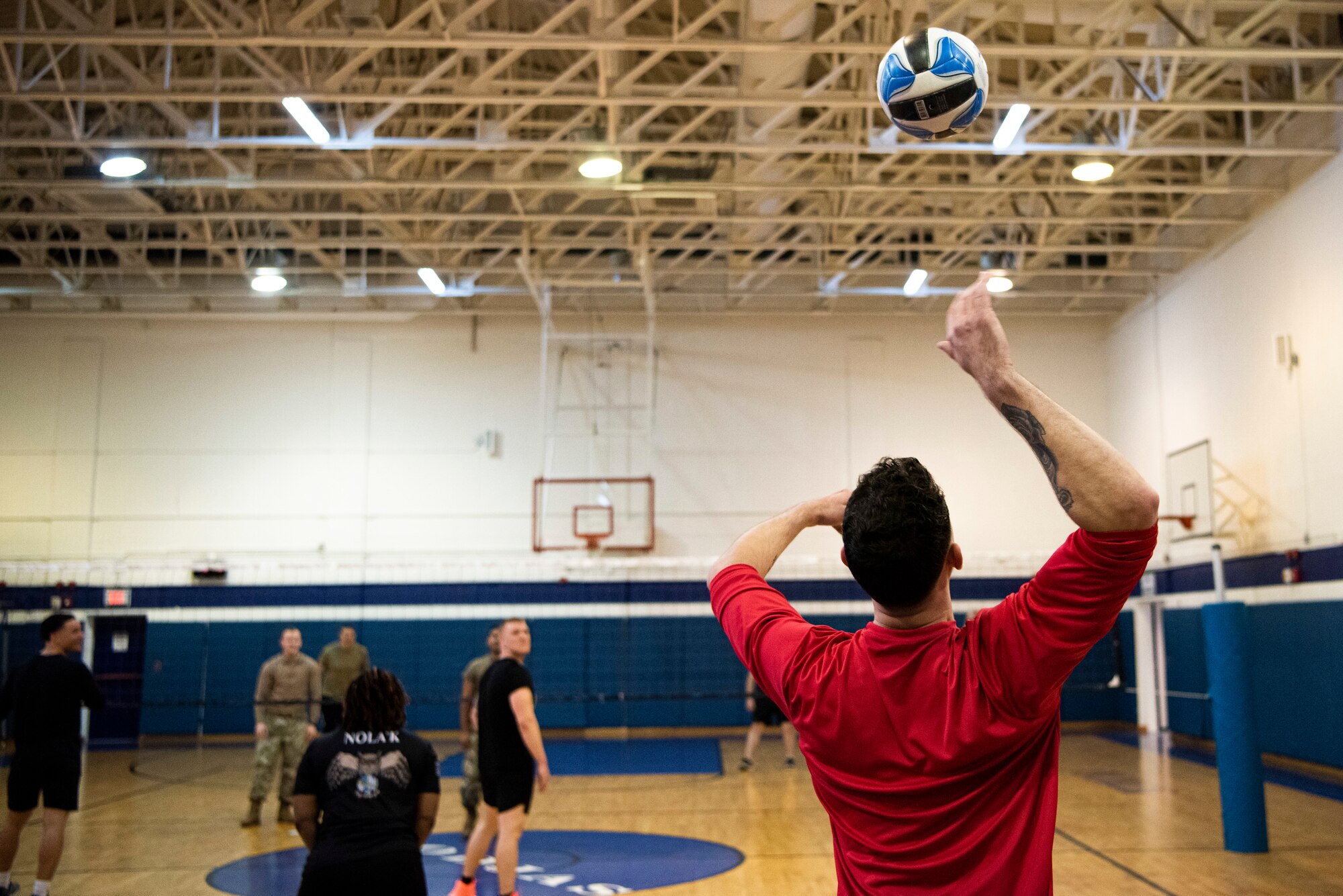 Airmen from across the 39th Air Base Wing participate in a volleyball tournament during the Air Force Assistance Fund kick-off event at Incirlik Air Base, Turkey, March 3, 2022. AFAF is a collection of four charities that combine their efforts to provide humanitarian assistance, educational support and financial aid to our Air Force family members in need.