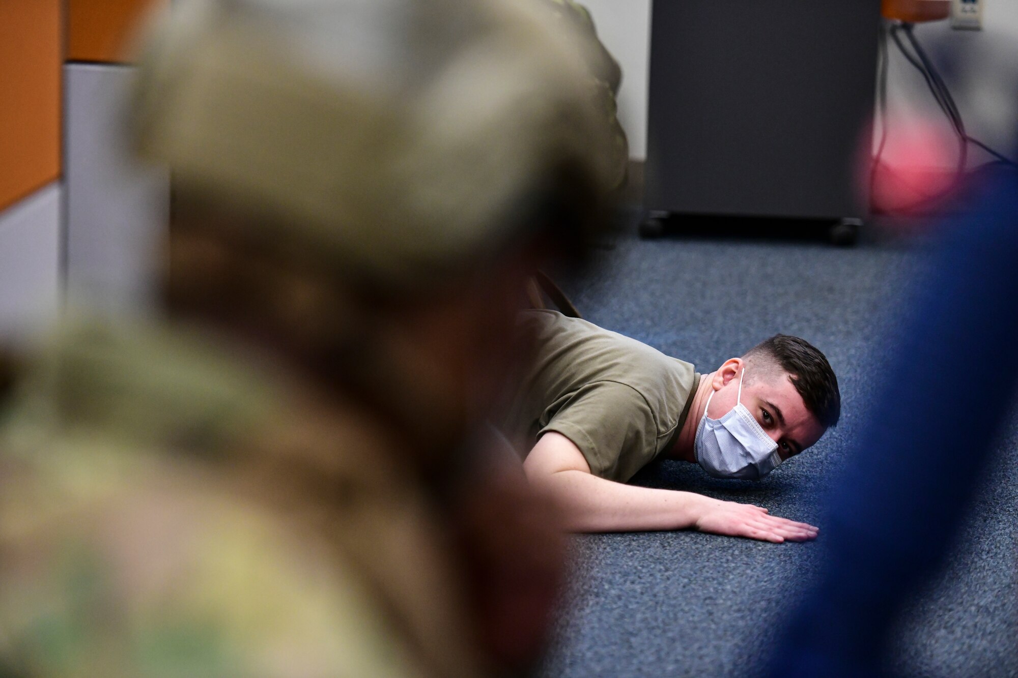 Airmen communicate during a training event.