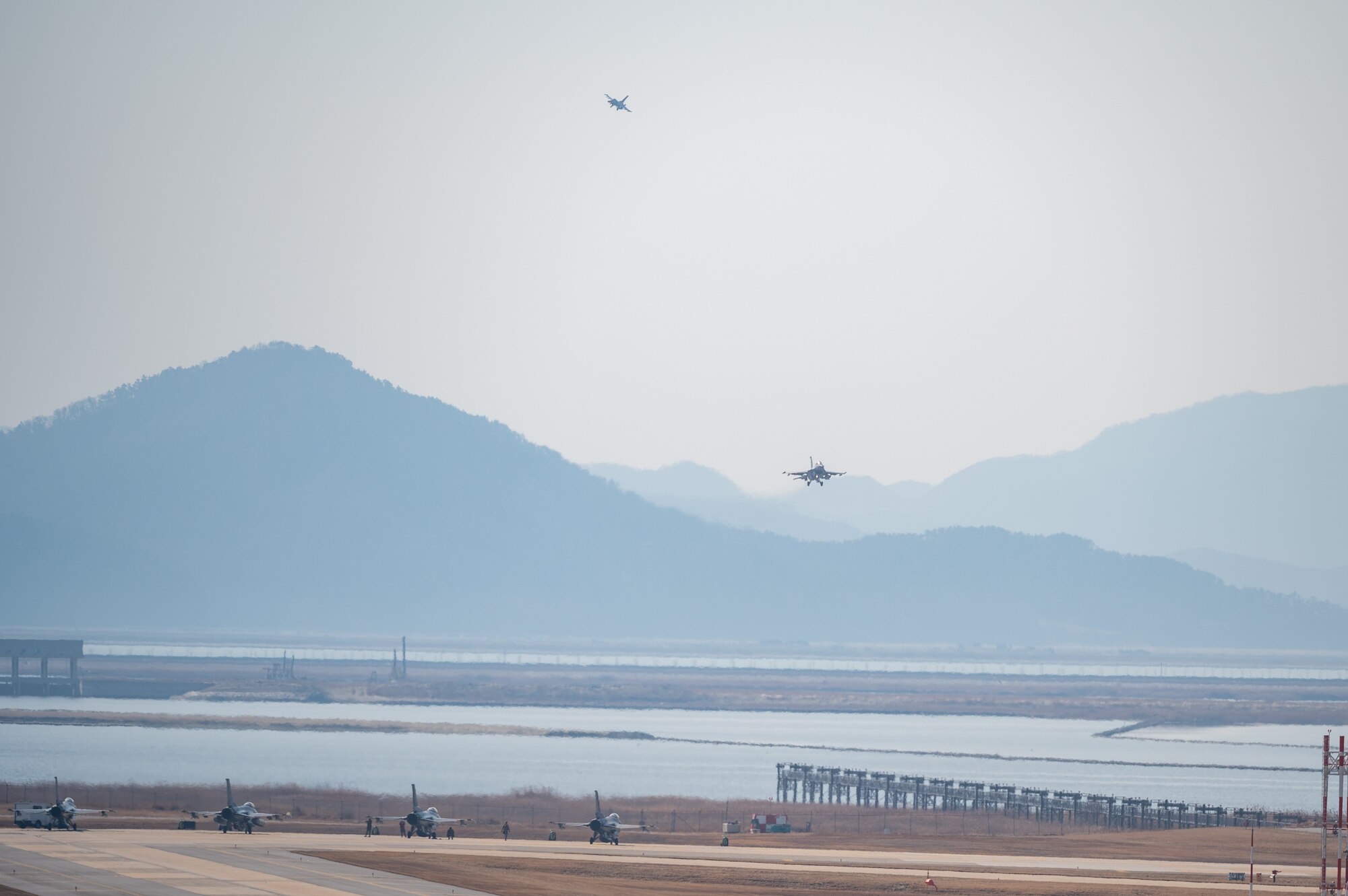 F-16 Fighting Falcons fly at Kunsan Air Base, Republic of Korea