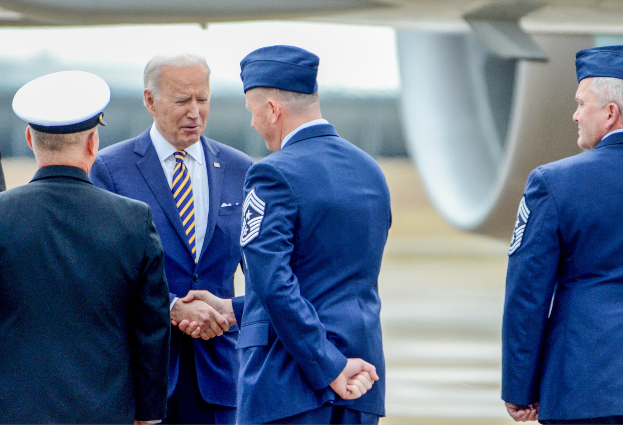 POTUS visits with military Airmen