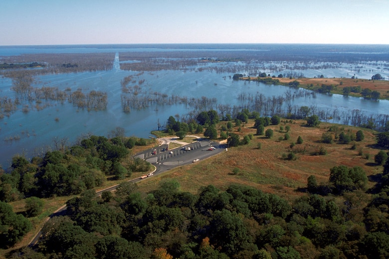 Aerial view of Cooper Lake on the South Sulphur River in Delta County, Texas, USA
