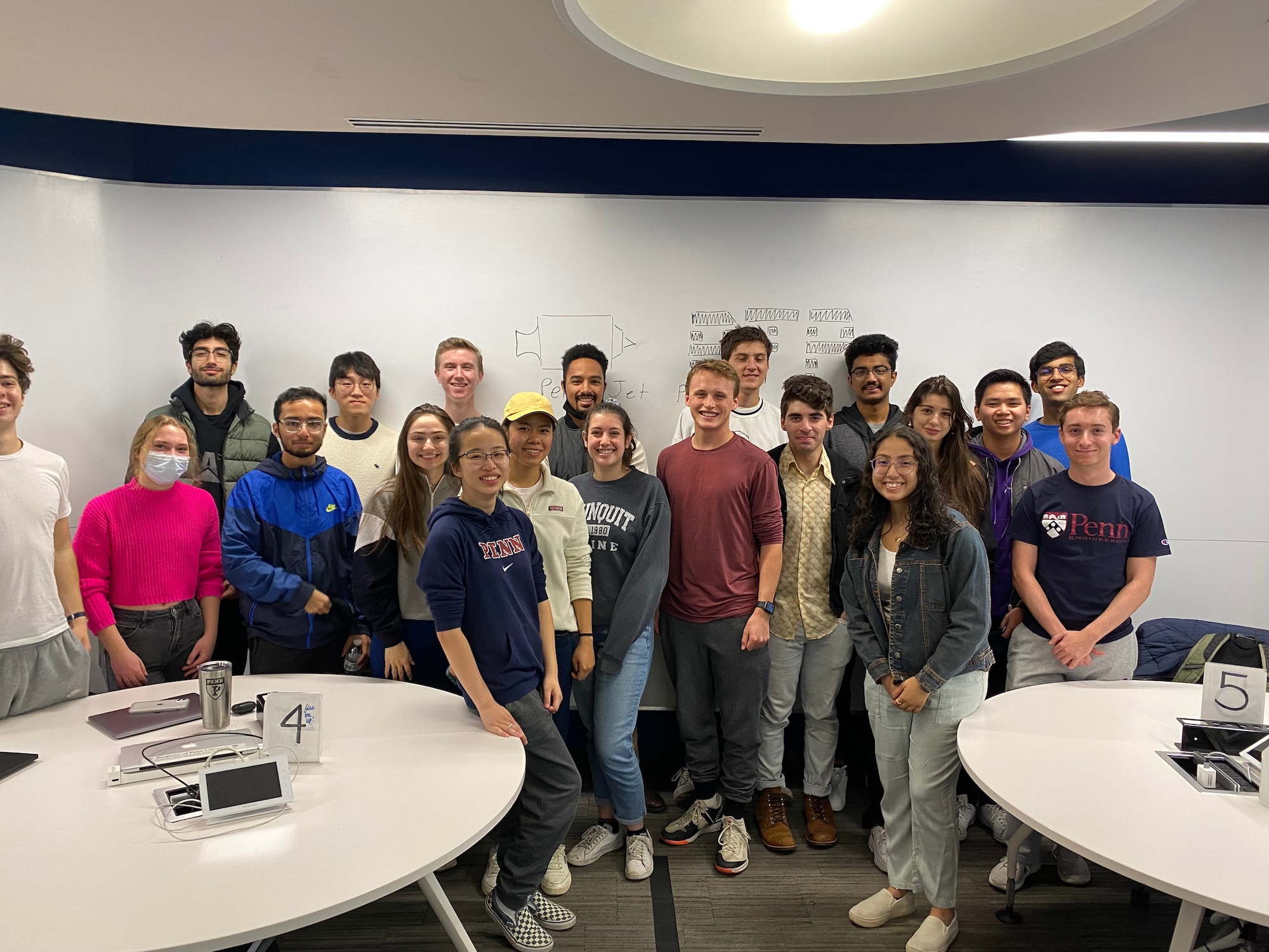 Penn Jet Propulsion is made up of a diverse group of students from all backgrounds with majors ranging from mechanical engineering to systems engineering to international relations. From the original team of four members, the above photo shows the 20 club members that were on the team in Fall 2021. The team continues to attract more members as they begin manufacturing engine components and forming relationships with non-university affiliated organizations. (Courtesy photo)