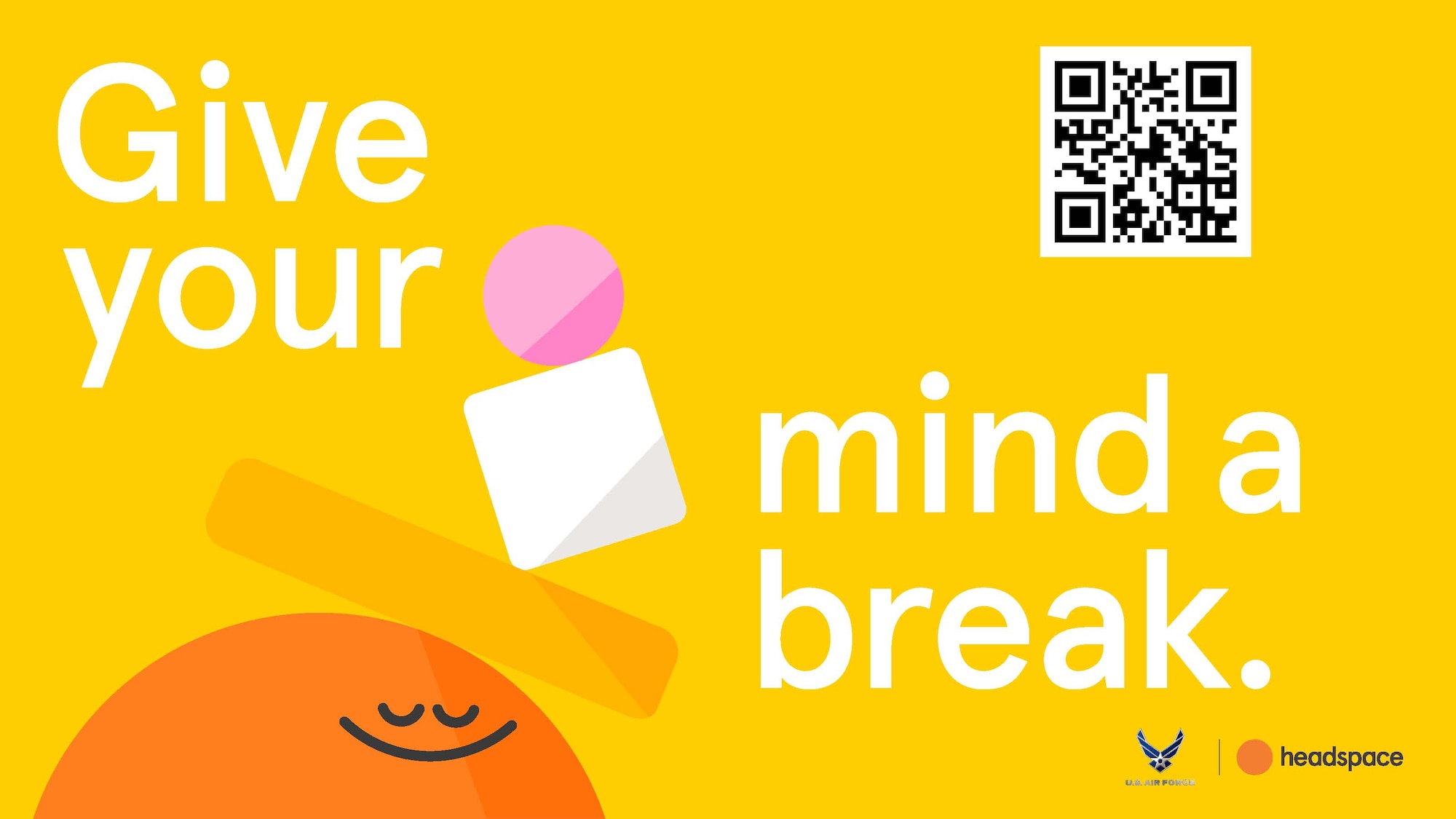 Headspace app offers mindfulness; scan QR code for free trial