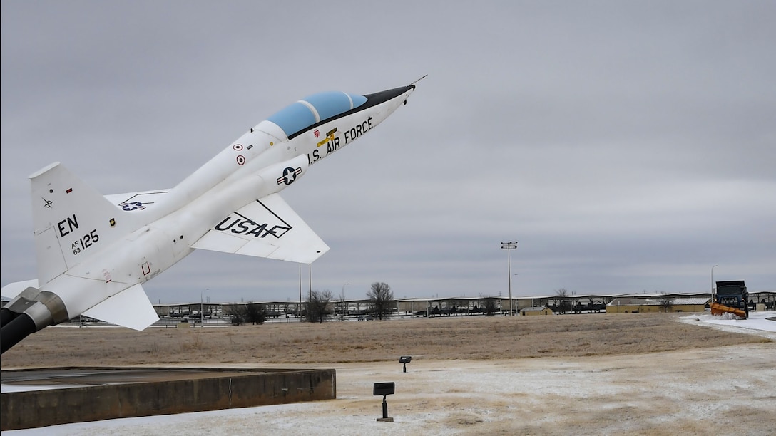 Snow plow clears Bridwell Road at Sheppard AFB