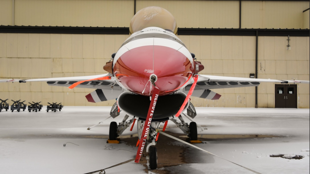 Ice on F-16 ground instructional training aircraft