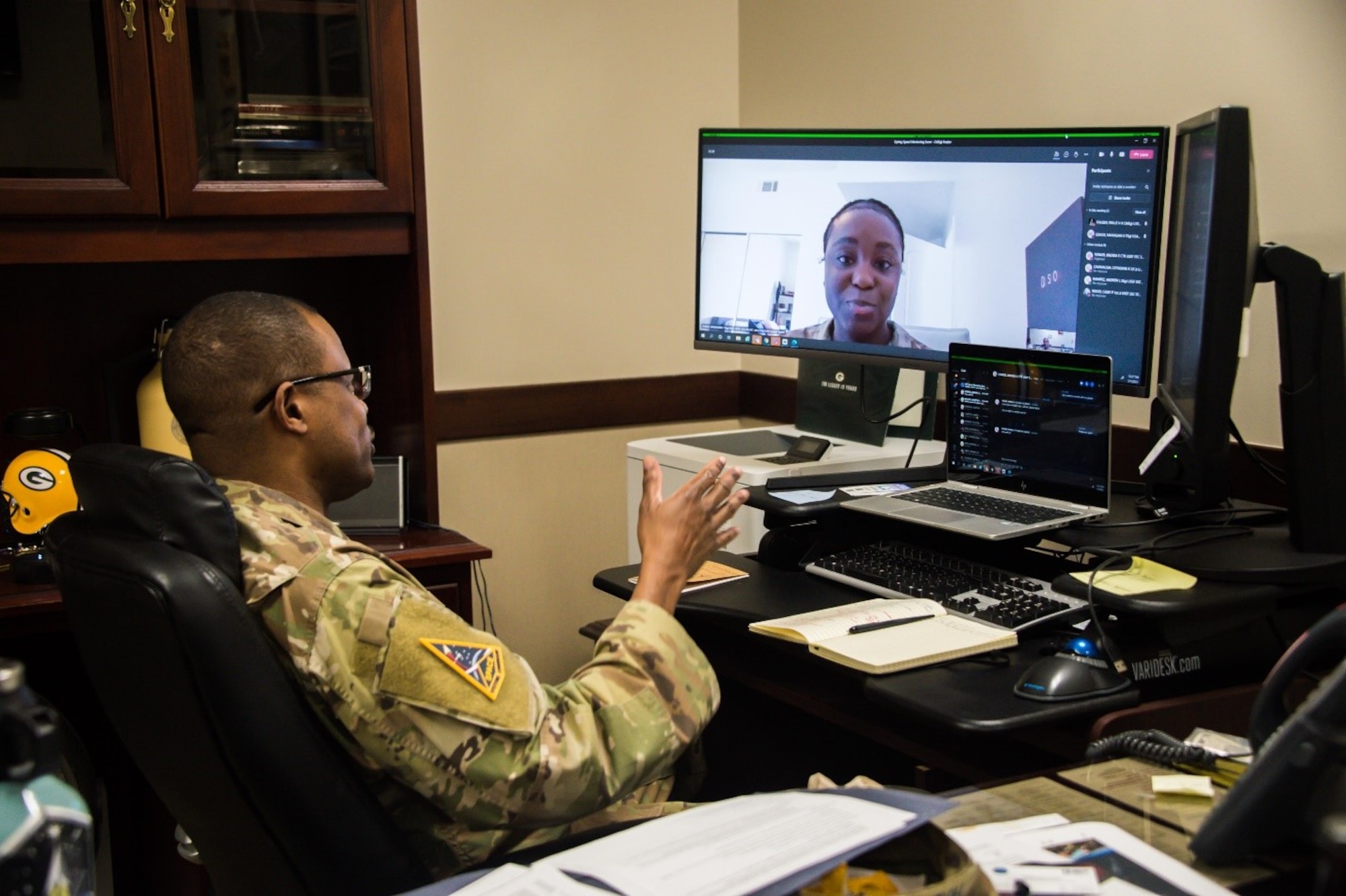 CMSgt Willie H. Frazier II, senior enlisted leader for SSC, mentors a participant during the virtual SSC Spring Speed Mentoring Event held March 1. Mentees had the opportunity to discuss workplace as well as personal topics with their mentor.