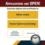220306-N-YC738-1001 QUANTICO, Va. (March 6, 2022) — The U.S. Naval Community College officially began accepting applications for its Military Studies and Nuclear Engineering Technology associate degree programs. These are the first two degrees the USNCC offer made available to active duty enlisted Sailors, Marines, and Coast Guardsmen and Coast Guard Reservists as a part of the Department of the Navy’s initiative to develop a naval-relevant community college focused on enlisted education. This graphic was made using shapes, lines, and text with an image. (U.S. Navy graphic illustration by Chief Mass Communication Specialist Xander Gamble)