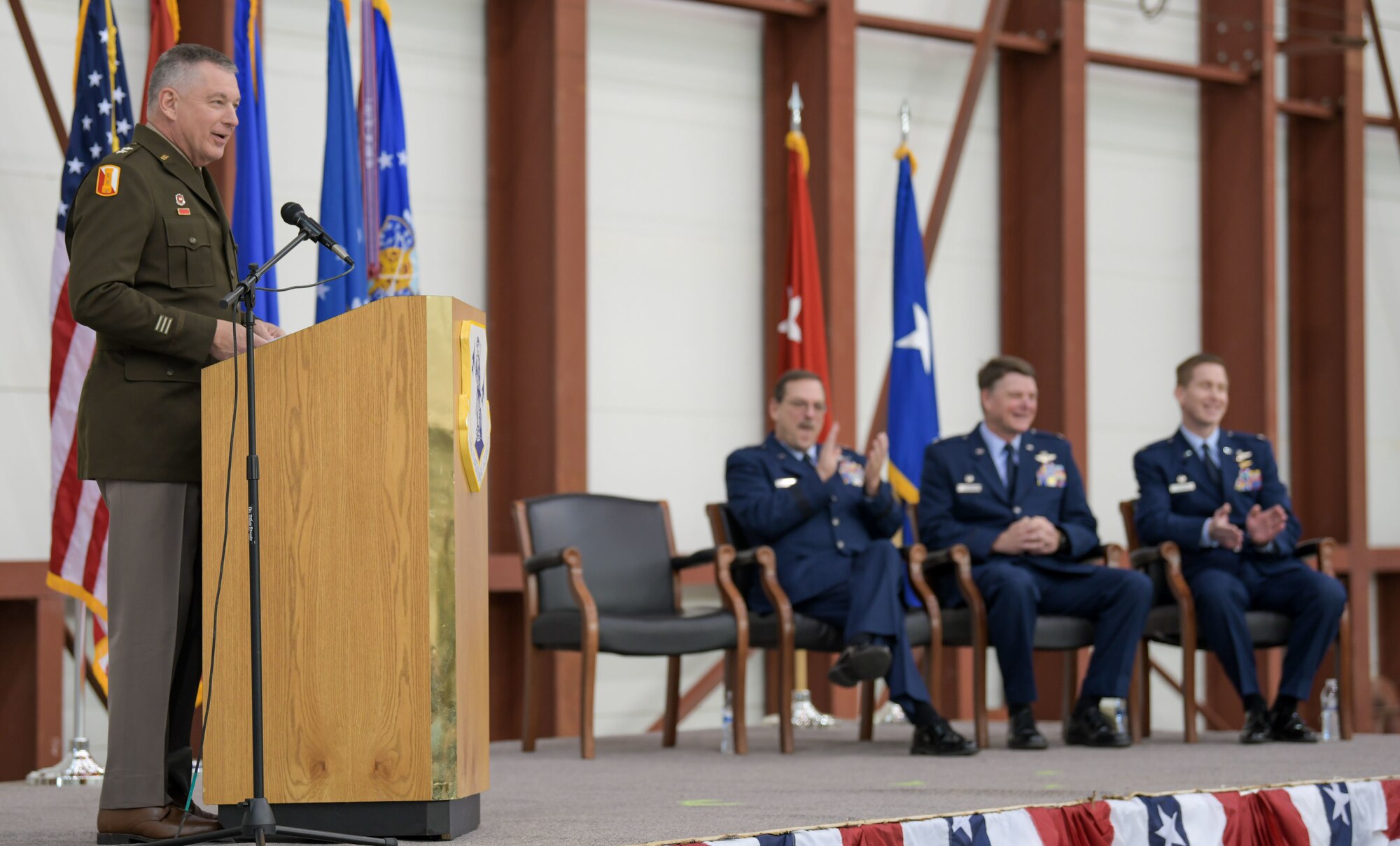 Maj. Gen. Janson D. Boyles, adjutant general of the Mississippi National Guard, hosts the change of command ceremony for the 172nd Airlift Wing at Thompson Field, Jackson, Mississippi, Feb. 6, 2022.